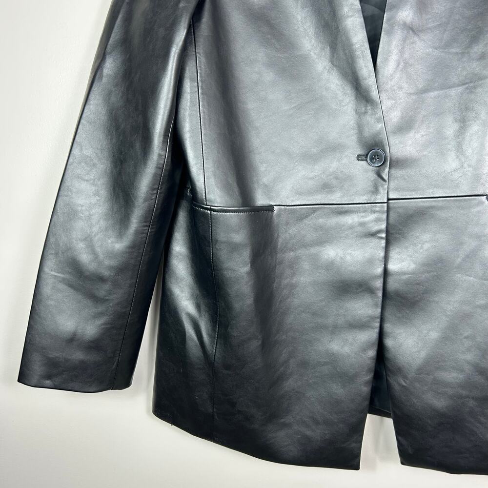 Aritzia Babaton Logan Faux Leather Jacket Blazer Black Sz Large - Picture 6 of 13